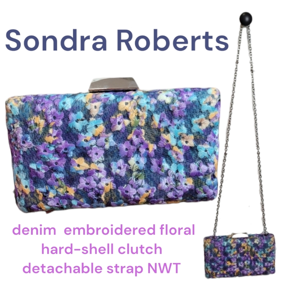 Sondra Roberts Floral Denim Clutch